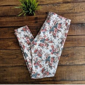 ZARA High Rise Floral Skinny Jeans